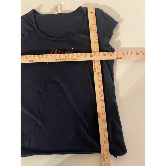 Vintage Y2K Old Navy blue Miami Athletics cap sleeve tshirt M retro casual - Picture 5 of 8